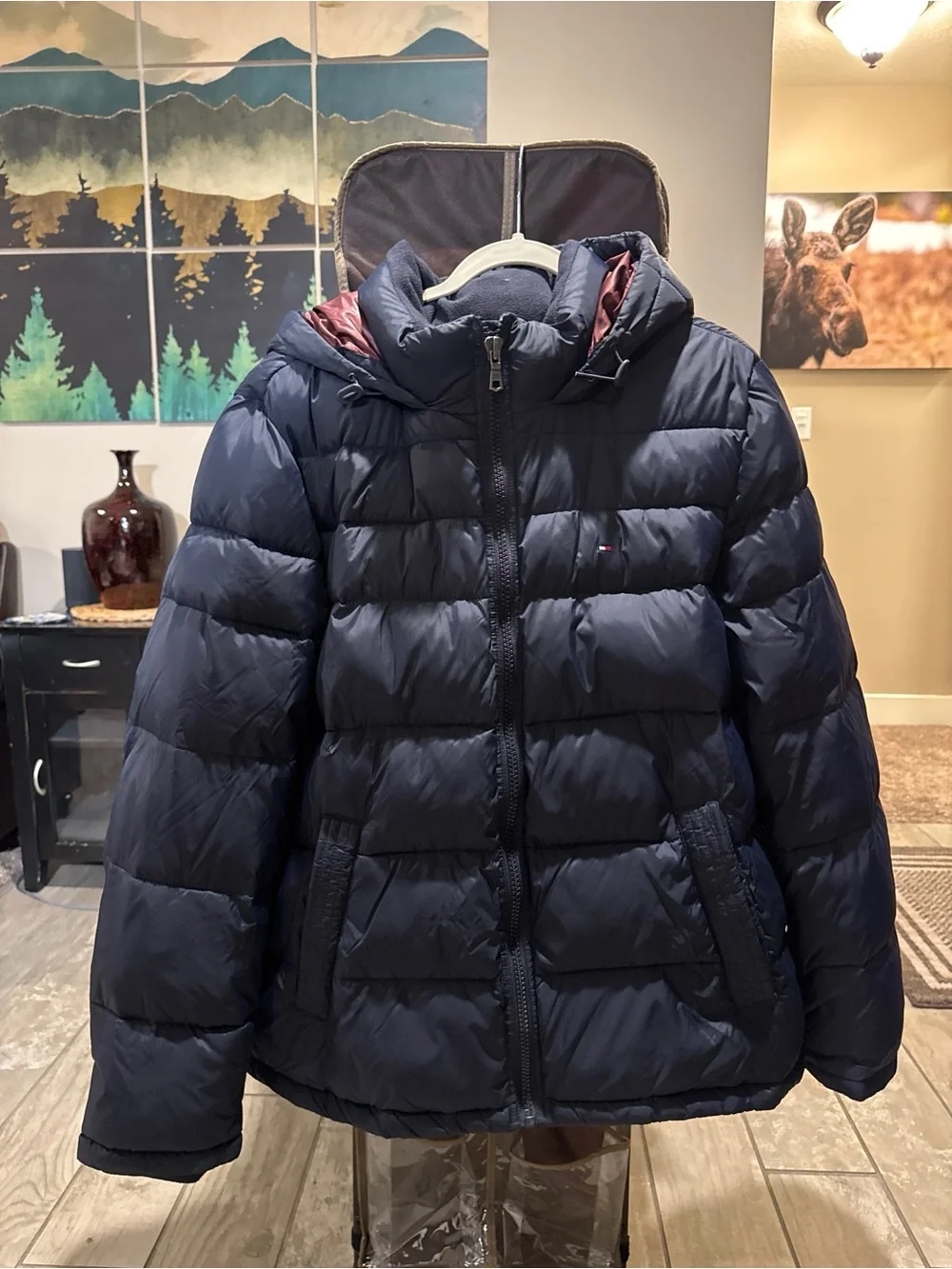 Tommy Hilfiger Navy Quilted Puffer Jacket with Hood